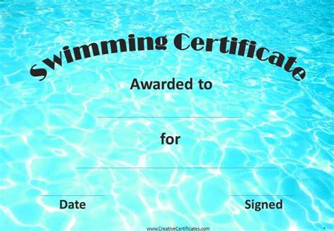 Swim Lesson Certificate Template